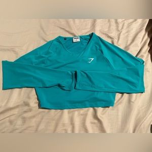 Gymshark Long Sleeve - Crop Top - Teal/Blue - Size Medium